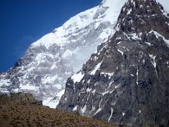 18 Aconcagua South Face Close Up From The Relinchos Valley Between Casa de Piedra And Plaza Argentina Base Camp